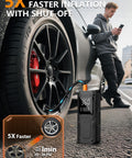 Cordless Tire Inflator Portable Air Compressor With Autostop 150 PSI 12V DC Car Tire Pump Rapid Inflation in use