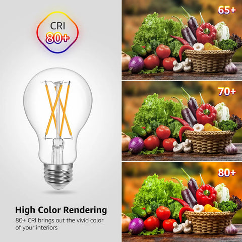 Vintage Style Dimmable LED Filament Bulbs 8W 800LM 60W Equivalent A19 E26 Base Clear Glass 2700K Warm White Pack Of 5