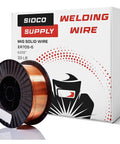 ER70S-6 MIG Welding Wire .035 inch, 33 lb spool, copper-plated, mild steel, shown with packaging, ideal for gas welding
