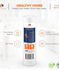 10 Inch By 2.5 Inch Sediment Filter Cartridge For Whole House And Reverse Osmosis Systems 1 Micron No Nonsense Pro Grade Filtration Easy Install Compatible With Culligan P1 Pentek P1 PD-1-934 P5 AP110 WFPFC5002 CFS110 RS14 WHKF-GD05 4 Pack shown with food grade material label.
