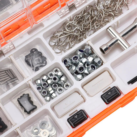 Universal RC Screws Set 537 Piece Hardware Kit For 1/8 1/10 1/12 1/16 Scale Cars Trucks Buggies And Crawlers With Durable Storage Box And Wide Compatibility For HPI Axial And More, organizer tray with nuts and clips