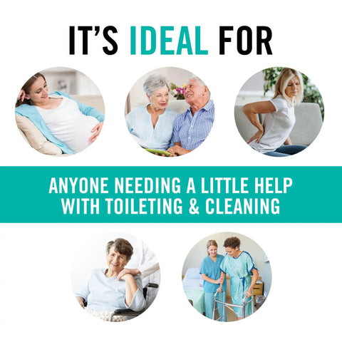 Infographic showing ideal users for Toilet Aid Wand 18 Inch Personal Bottom Wiping Tool For Easy Self Care And Hygiene Mobility Aid