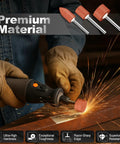 64-piece aluminum oxide sanding bits set for Dremel rotary tools, 1/8 in shank, assorted shapes.