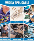 Collage showing 2 In 1 Soldering Station With SMD Hot Air Rework in circuit board welding, DIY welding, electronics maintenance