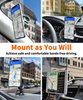 Heavy Duty Magnetic Phone Car Mount With 14 Inch Gooseneck Long Arm Extension grips smartphones on car windshield and dashboard.