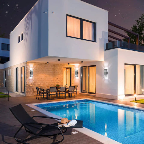Dope Modern Outdoor Wall Light Dusk To Dawn Waterproof Porch Fixtures With Up Down Dual Head E27 Exterior Lighting For Front Door Balcony And Garage Silver 2 Pack