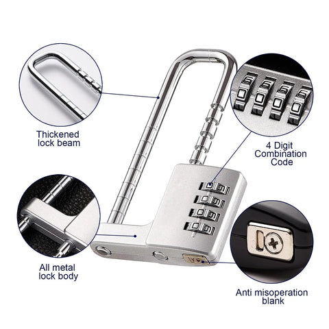 Beefy Heavy Duty Combination Padlock For Cabinets And Lockers Stainless Steel Lock With Adjustable Shackle From 1.6 Inches To 3.8 Inches