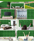 Various uses of Ivy Privacy Fence Screen 40 By 120 Inch UV Resistant Faux Boxwood Roll for decor and privacy in indoor and outdoor settings.