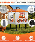 Total Game Changer 55 Pound Automatic Chicken Feeder With Eight Deep Ports And A Quick Peek Window showcasing galvanized design for outdoor use.