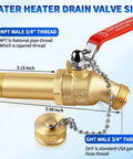 Heavy Duty Full Port Water Heater Drain Valve Three Quarter Inch NPT Inlet To Three Quarter Inch GHT Outlet Lead Free Brass