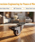 4 Pack One And A Half Inch Side Mount Quiet Furniture Casters With Locking Brake TPR Rubber on wood floor