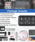 8 Gang Switch Panel With Built In Relay And Fuse Wiring Harness For Pickup Truck Boat ATV UTV Universal Circuit Control System Auto Dimming LED Switch Pod On Off Controls Six Devices All In One including components and wiring diagram