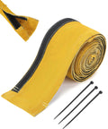 Leather Welding Cable Sleeve With Adjustable Velcro Closure showing rolled and flat views with black ties