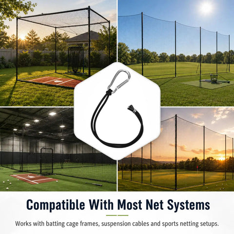 Batting Cage Net Hangers Kit With Heavy Duty Carabiner Clips And Lanyards For Baseball Softball And Golf Nets No Tool Quick Install Indoor Outdoor