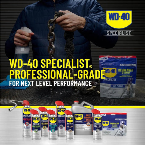 WD-40 Specialist products, including Customizable Industrial Strength Degreaser And Cleaner EZ Pods For Multi Surface Cleaning.
