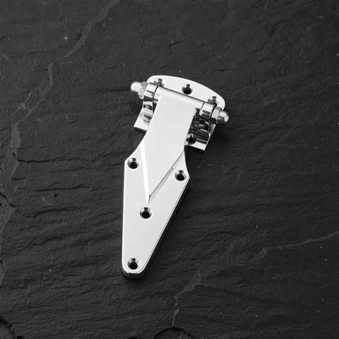 Rock Solid Zinc Alloy Cold Storage Door Hinges Heavy Duty Freezer Hinge Replacement For Walk In Cooler And Industrial Refrigeration 2 Pack shiny zinc alloy hinge viewed from above