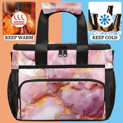 Marbling Pattern Insulated Picnic Backpack With Spacious 12x9x10in Lunch Bag Keeps Your Food Fresh On The Go For Picnics