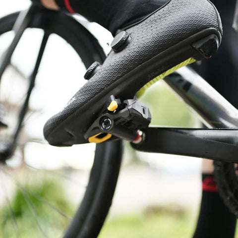 Cyclist using Assioma PRO RS-2 Dual Sensing Pedal Based SPD SL Road Power Meter With Bluetooth and ANT+ Connectivity