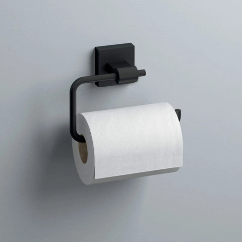 European Style Matte Black Wall Mount Single Post Toilet Paper Holder With Corrosion-Resistant Finish, No Fuss Roll On Off Design, No Springs, Ideal For Modern Bathrooms, Durable Bathroom Hardware For Reliable, Clean Look And Simple Maintenance