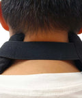 Rear view of Throat Guard Gorget For HEMA Fencing, Lightweight Canvas Overlay With Air Mesh, showing neck protection and strap.