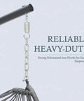 Close-up of suspension chain of Indoor Outdoor Egg Chair With Stand For Patio And Balcony Wicker Swing Egg Chair Rust Resistant Steel Frame