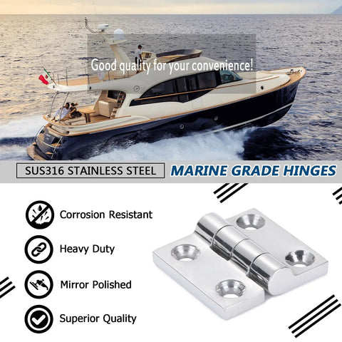Heavy Duty Square Marine Hinge Built Tough As Nails From Top Tier Sus316 Stainless Steel With Sleek Swinging Motion And Elite Rust Defense For Boat Decks And Cabin Doors Selling As A 1.97 Inch Two Pack Setup
