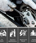 32mm Combination Wrench Heavy Duty Industrial Grade Forged Chrome Vanadium Steel 12 Point Box End With 15 Degree Offset in use on motorcycle