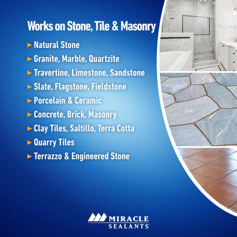 List of surfaces compatible with Slick Free Super Grippy Anti Slip Floor Treatment And Sealant For Tile Stone Concrete Inside Exterior.