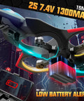 Brushless RC Plane With Camera For Aerial Fun 2.4 GHz Remote Control Jet low battery alert shown on smartphone screen