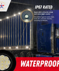 Two Pack 2.5 Inch Round White LED Marker Lights Kit 13 Diodes Waterproof Flush Mount on blue truck in rain