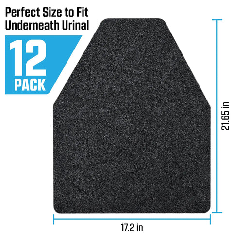 12 Pack Urinal Mats For Men Restrooms No Fuss Odor Control Ultra Absorbent Microfiber Mats Large Black Mats For Commercial Bathrooms