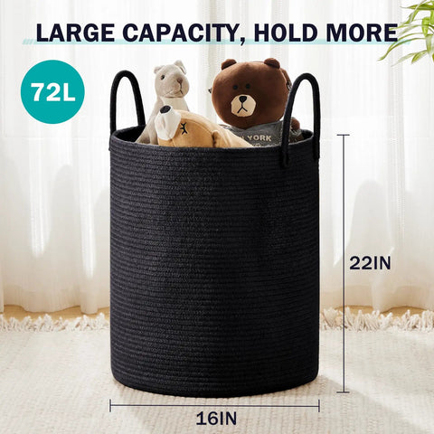 Dope Eco Friendly Tall Rope Laundry Hamper Made From Natural Cotton Rope 72L Large Laundry Basket with toys