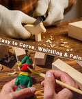 Basswood Carving Blocks Set for Beginners and Adults, 27 Piece Whittling Wood Kit With Mixed Sizes shown in use for carving and painting
