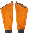 Heavy Duty Genuine Leather Welding Sleeves Tough As Nails That Lock In Comfort While Delivering Flame Resistant Arm Guard Coverage During Killer Grilling Tasks, orange leather arm guards.