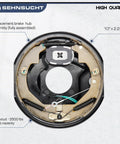 SEHNSUCH trailer brake drum hub assembly with self-adjusting electric brakes, 10 x 2.25 in, 5-hole bolt pattern, front view