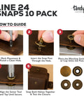 Top Shelf Antique Brass Snap Fasteners Line 24 Size Built Tough And Ready To Roll For Leather Crafting Or Bag Making Fits Like A Dream Comes As A Straight 10 Pack Of Solid Hardware installation steps guide images.