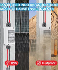 Solar Panel Disconnect Switch 30A 1000V DC PV Breaker With Cable IP65 Outdoor Rated For Home Solar Battery Systems Easy Install Copper Coil Design Weatherproof Disconnect For Safe System Shutdown installed outdoors in rainy and dusty conditions.