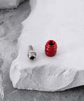 Plug And Play Hydraulic Disc Brake Hose Fitting For SRAM Level Red HRD And ETAP S900, silver and red connector on stone surface