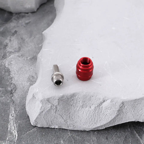 Plug And Play Hydraulic Disc Brake Hose Fitting For SRAM Level Red HRD And ETAP S900, silver and red connector on stone surface