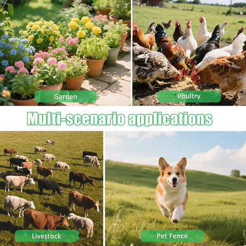 Go To Solar Fence Charger Energizer With 0.11J Output 5 Mile Range 24 Seven Protection Portable Solar Powered Electric Fence Kit For Garden And Farm Animals in garden, poultry, livestock, and pet fence applications.