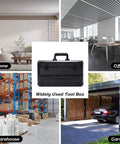 Heavy Duty Tool Box With Drawers Hard Case Organizer for home, office, warehouse, and garage use, black storage cabinet.