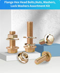 All Purpose Grade Eight Point Eight Flange Bolts And Nuts Set M5 M6 M8 With Yellow Zinc Plating 12 To 30mm Lengths Heavy Duty Fasteners