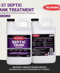 Two 64-ounce bottles of septic tank treatment for efficient breakdown of waste, odor control, and clog prevention.