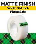Invisible Magic Tape Refill Roll 0.75 in x 1000 in, matte finish, photo-safe, front view with product packaging.