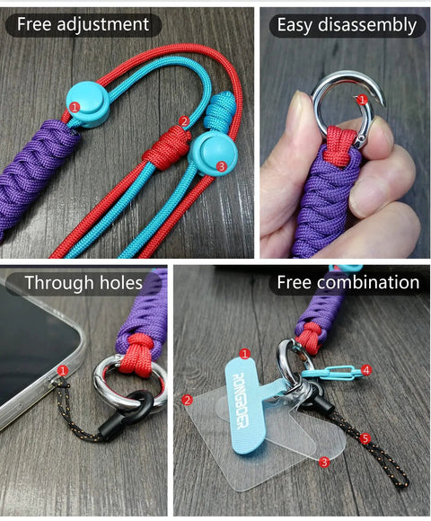 Top Shelf Adjustable Cell Phone Lanyard With Comfy Neck And Wrist Strap, Crossbody Phone Holder for easy adjustment and disassembly.