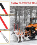 Four Pack 27 Inch Snow Plow Blade Markers Kit With Reflective Red Tubes on truck in snowy landscape