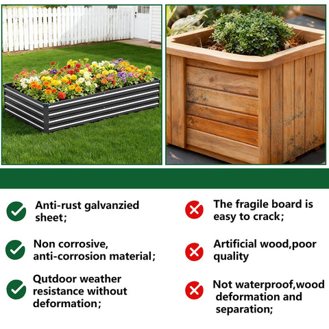 Two Pack Galvanized Raised Garden Beds 108 Inch Long By 36 Inch Wide By 12 Inch High Outdoor Metal Planter Boxes For Vegetables Hers And Flowers Rectangular Steel Containers With Easy Assembly For Backyards Patios