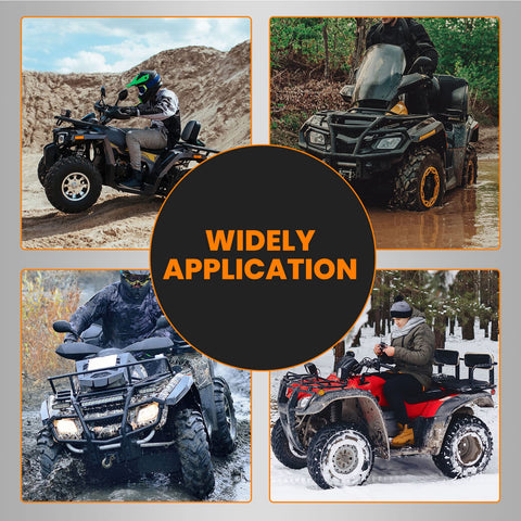 Four different ATVs in various terrains showcasing versatility of Front Left And Right CV Axle Drive Shaft Kit For Honda FourTrax
