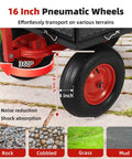 Heavy Duty Garden Wagon Cart With 1400 Lbs Capacity And Mesh Sides That Detach To Flatbed, 16 inch all-terrain tire