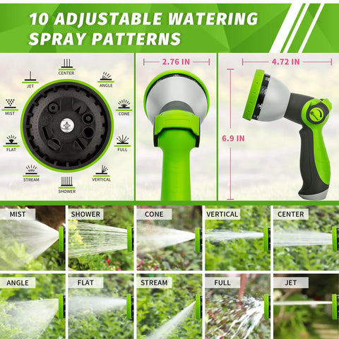 10 adjustable spray patterns of 2 Pack Garden Hose Nozzle Set With Thumb Control Sprayer And Adjustable High Pressure Nozzle
